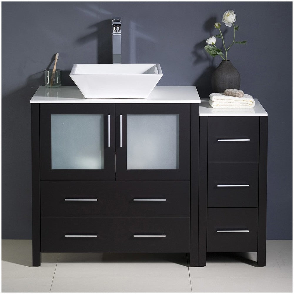 Fresca Torino 42" Espresso Modern Bathroom Cabinets w/ Top & Vessel Sink