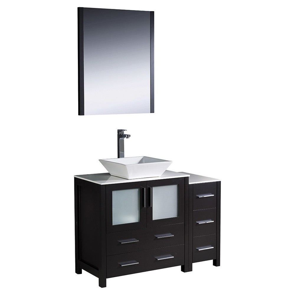 Fresca Torino 42" Espresso Modern Bathroom Vanity w/ Side Cabinet & Vessel Sink