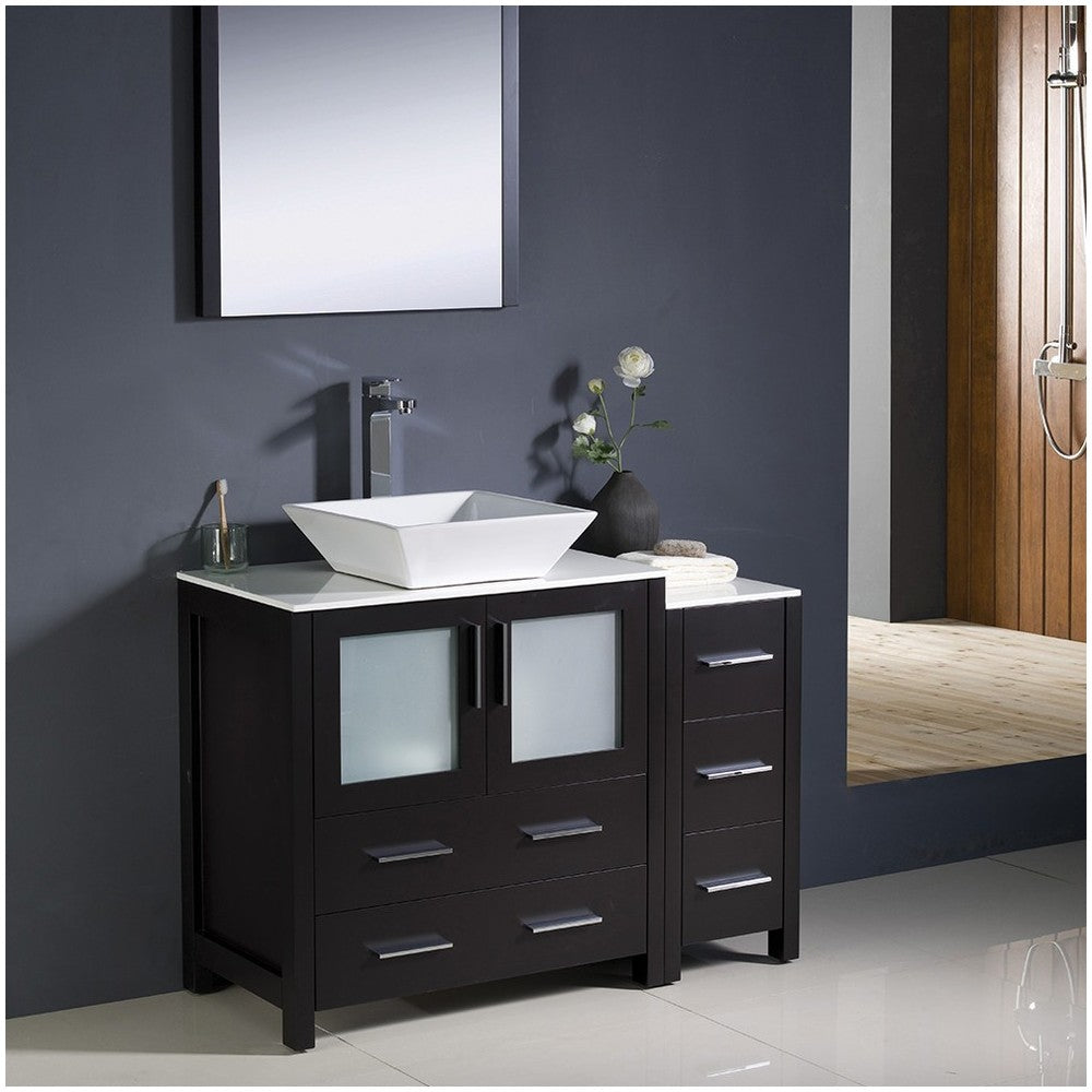 Fresca Torino 42" Espresso Modern Bathroom Vanity w/ Side Cabinet & Vessel Sink