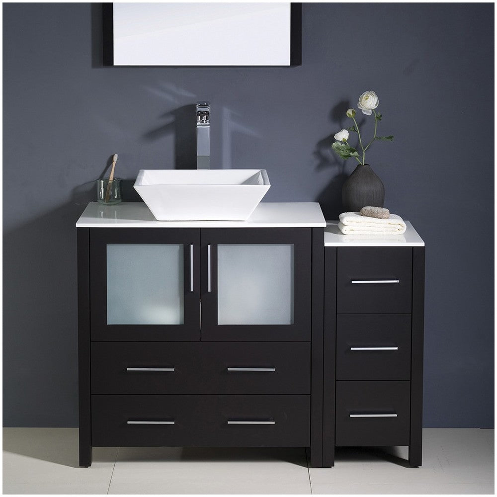 Fresca Torino 42" Espresso Modern Bathroom Vanity w/ Side Cabinet & Vessel Sink