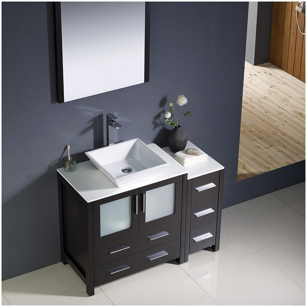 Fresca Torino 42" Espresso Modern Bathroom Vanity w/ Side Cabinet & Vessel Sink