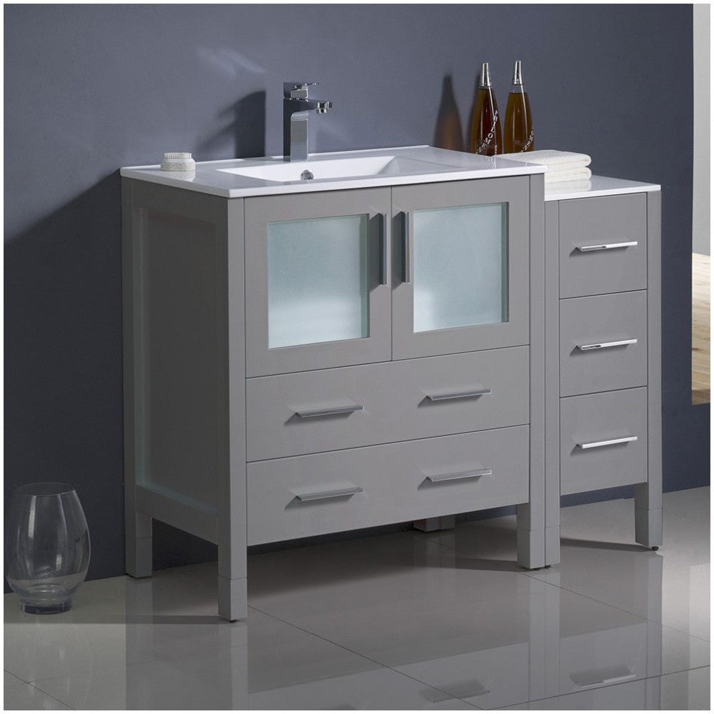 Fresca Torino 42" Gray Modern Bathroom Cabinets w/ Integrated Sink