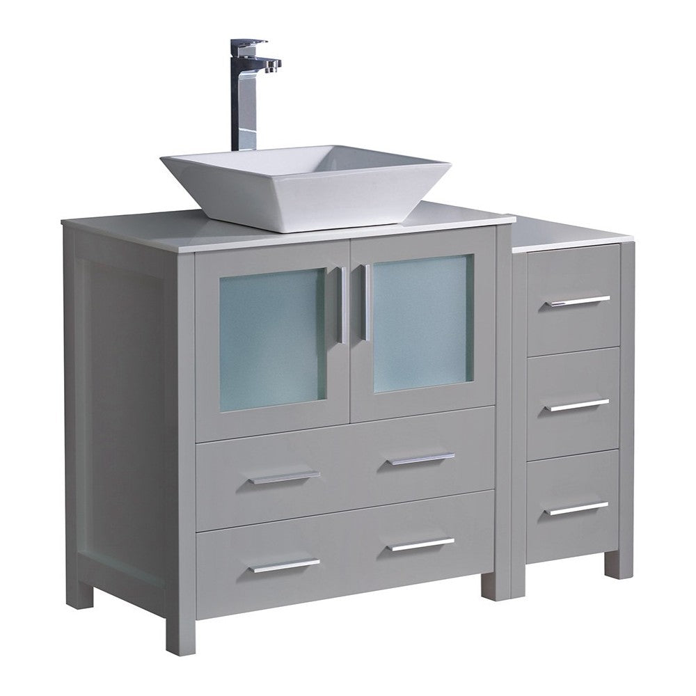 Fresca Torino 42" Gray Modern Bathroom Cabinets w/ Top & Vessel Sink