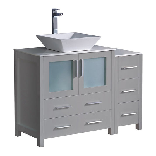 Fresca Torino 42" Gray Modern Bathroom Cabinets w/ Top & Vessel Sink