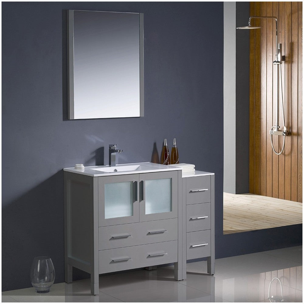 Fresca Torino 42" Gray Modern Bathroom Vanity w/ Side Cabinet & Integrated Sink