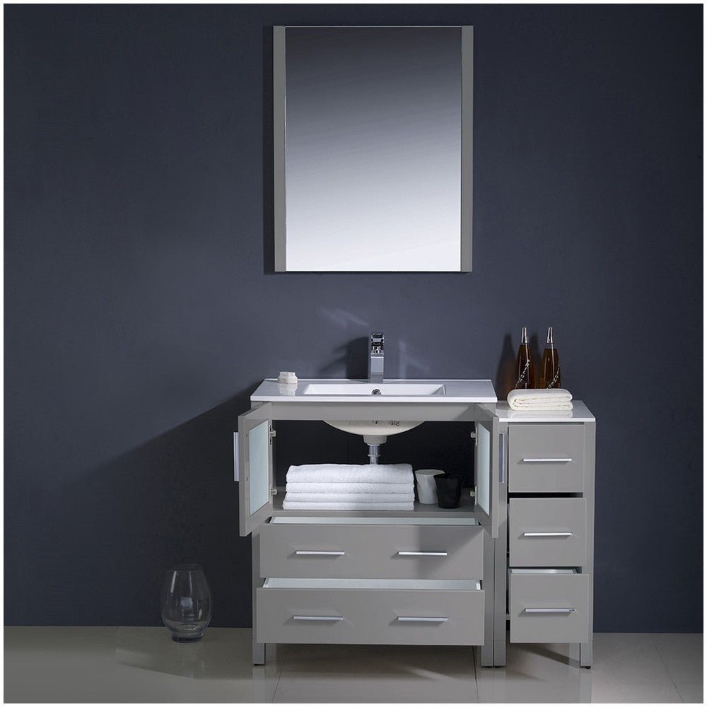 Fresca Torino 42" Gray Modern Bathroom Vanity w/ Side Cabinet & Integrated Sink