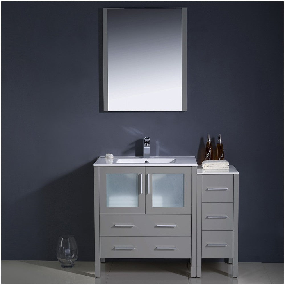 Fresca Torino 42" Gray Modern Bathroom Vanity w/ Side Cabinet & Integrated Sink