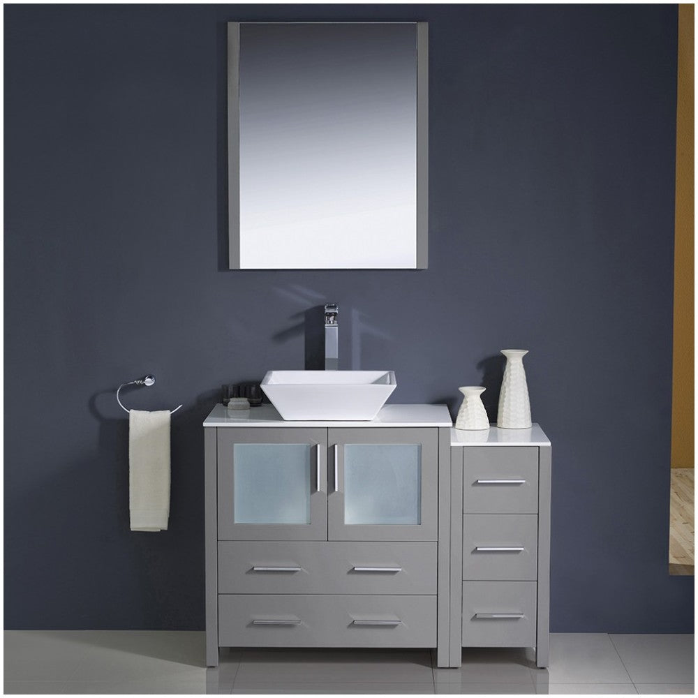 Fresca Torino 42" Gray Modern Bathroom Vanity w/ Side Cabinet & Vessel Sink