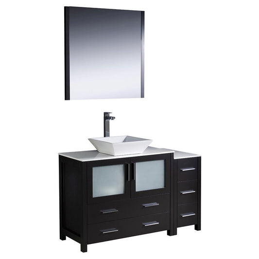 Fresca Torino 48" Espresso Modern Bathroom Vanity w/ Side Cabinet & Vessel Sink