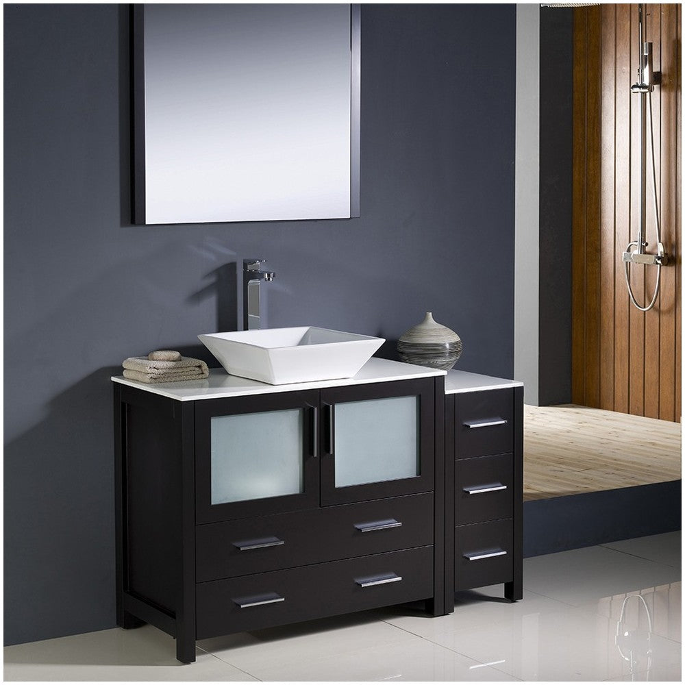 Fresca Torino 48" Espresso Modern Bathroom Vanity w/ Side Cabinet & Vessel Sink