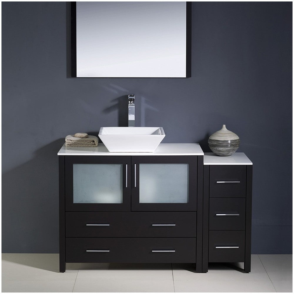 Fresca Torino 48" Espresso Modern Bathroom Vanity w/ Side Cabinet & Vessel Sink