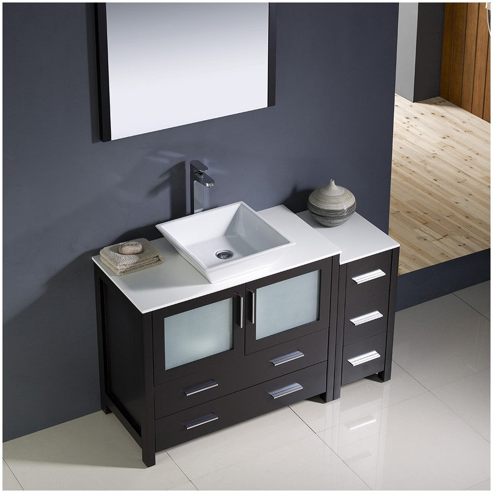 Fresca Torino 48" Espresso Modern Bathroom Vanity w/ Side Cabinet & Vessel Sink