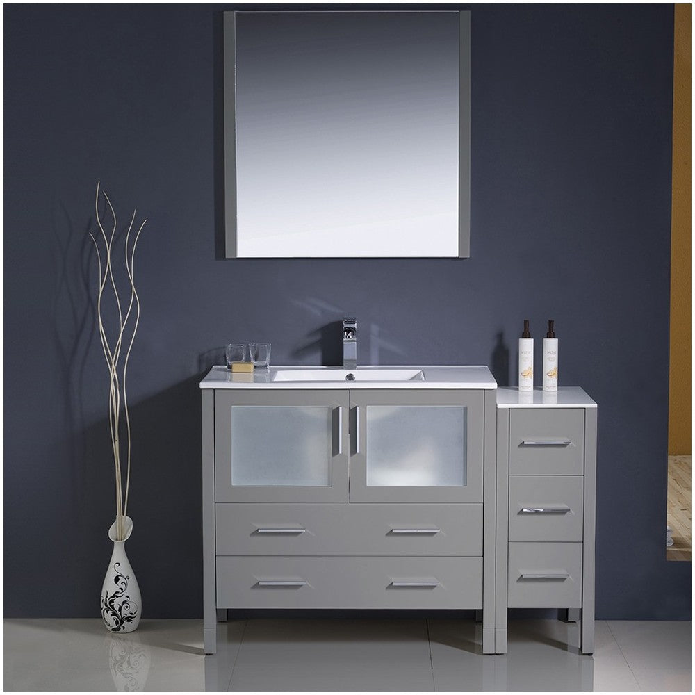 Fresca Torino 48" Gray Modern Bathroom Vanity w/ Side Cabinet & Integrated Sink