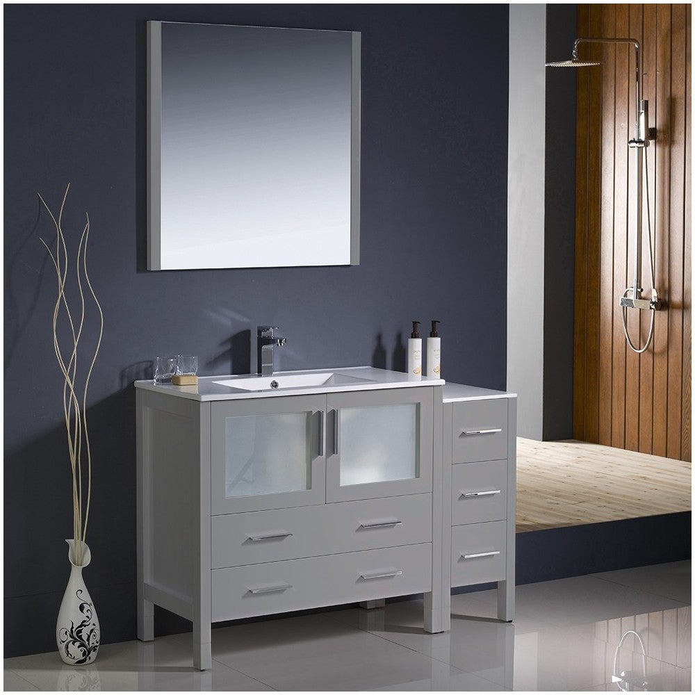 Fresca Torino 48" Gray Modern Bathroom Vanity w/ Side Cabinet & Integrated Sink