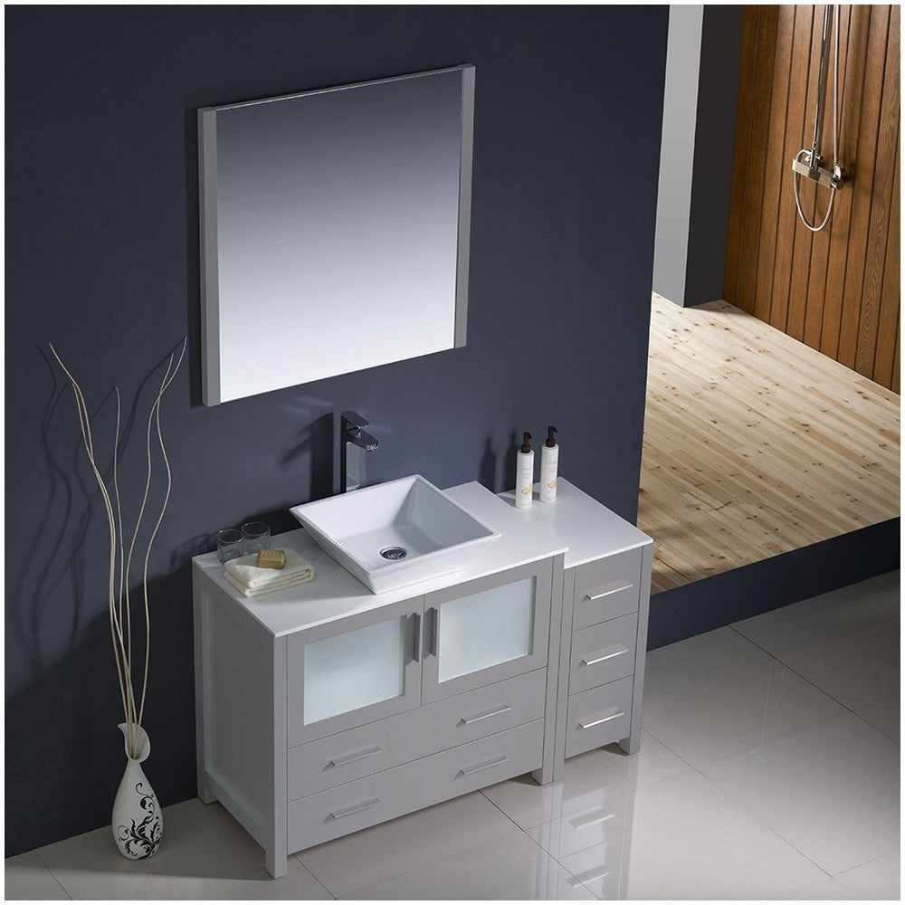 Fresca Torino 48" Gray Modern Bathroom Vanity w/ Side Cabinet & Vessel Sink