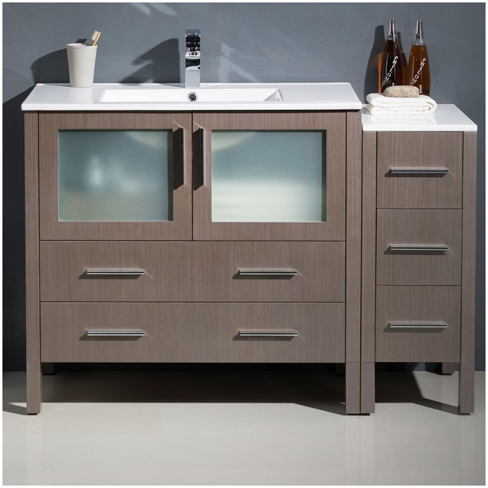 Fresca Torino 48" Gray Oak Modern Bathroom Cabinet w/ Integrated Sink