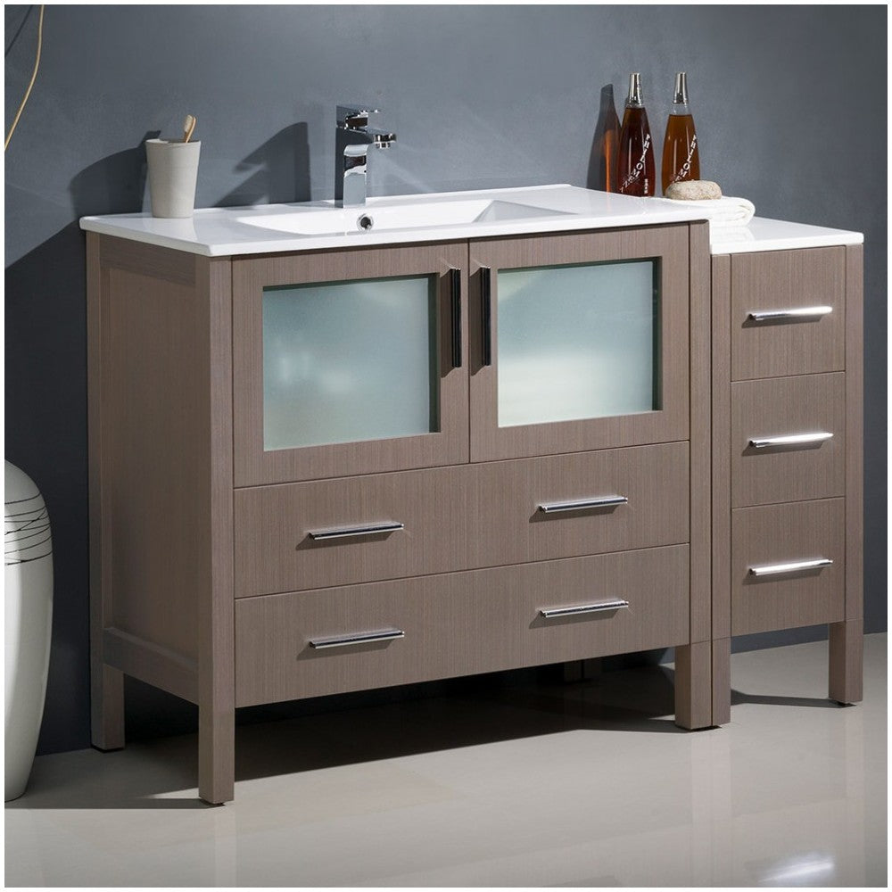 Fresca Torino 48" Gray Oak Modern Bathroom Cabinet w/ Integrated Sink