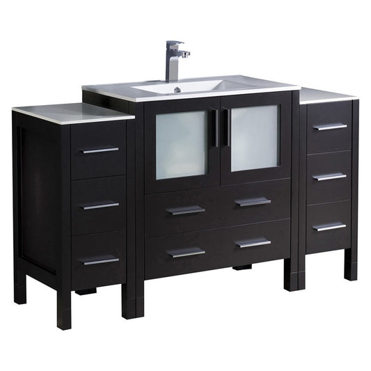 Fresca Torino 54" Espresso Modern Bathroom Cabinets w/ Integrated Sink