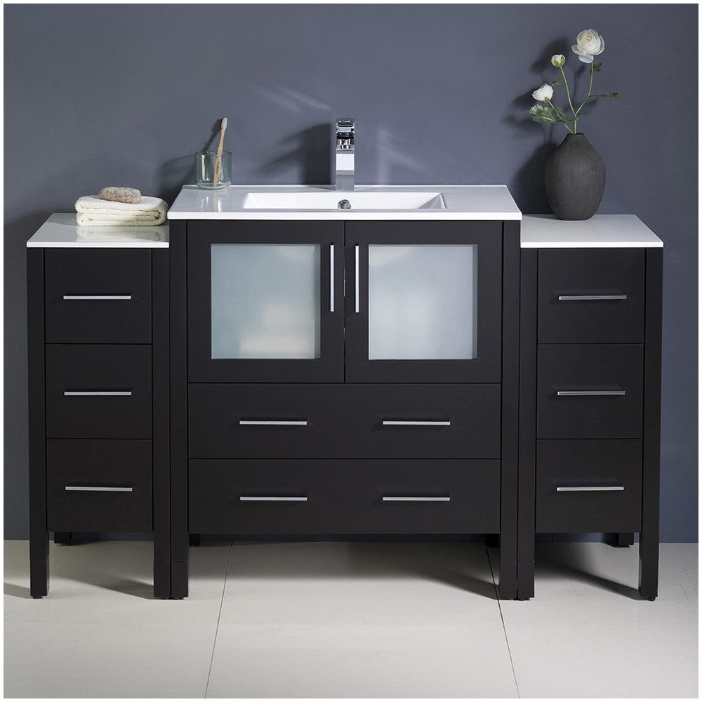 Fresca Torino 54" Espresso Modern Bathroom Cabinets w/ Integrated Sink