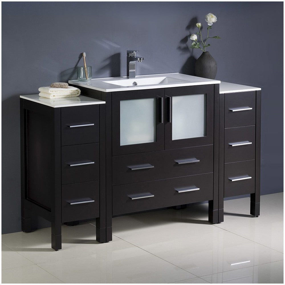 Fresca Torino 54" Espresso Modern Bathroom Cabinets w/ Integrated Sink