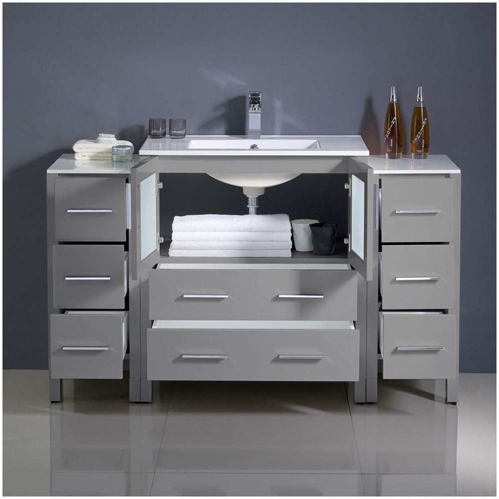 Fresca Torino 54" Gray Modern Bathroom Cabinets w/ Integrated Sink