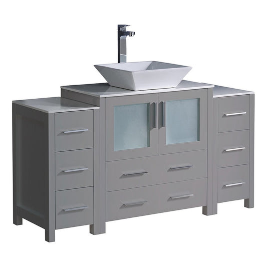 Fresca Torino 54" Gray Modern Bathroom Cabinets w/ Top & Vessel Sink