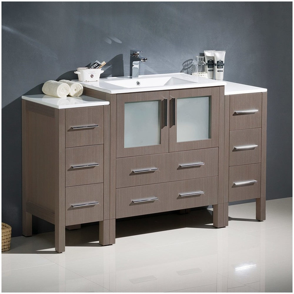 Fresca Torino 54" Gray Oak Modern Bathroom Cabinets w/ Integrated Sink