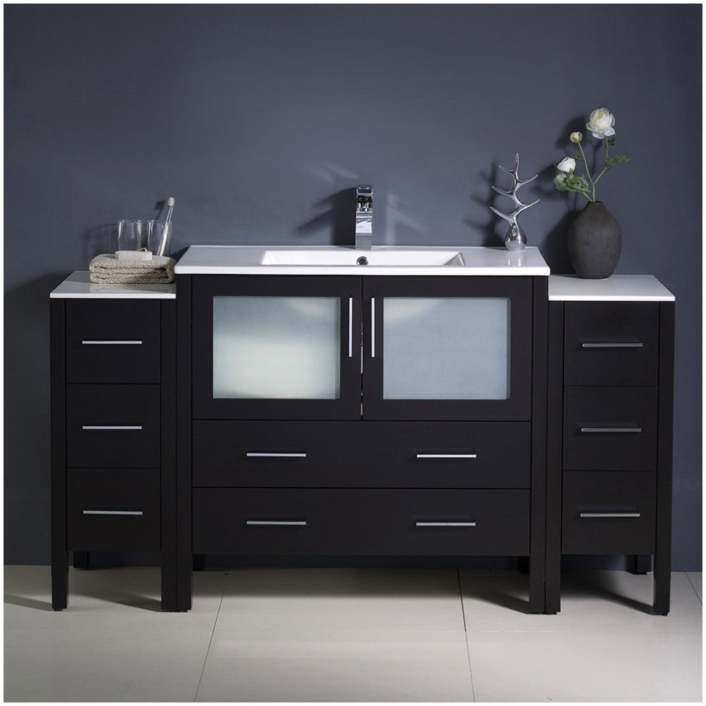 Fresca Torino 60" Espresso Modern Bathroom Cabinets w/ Integrated Sink