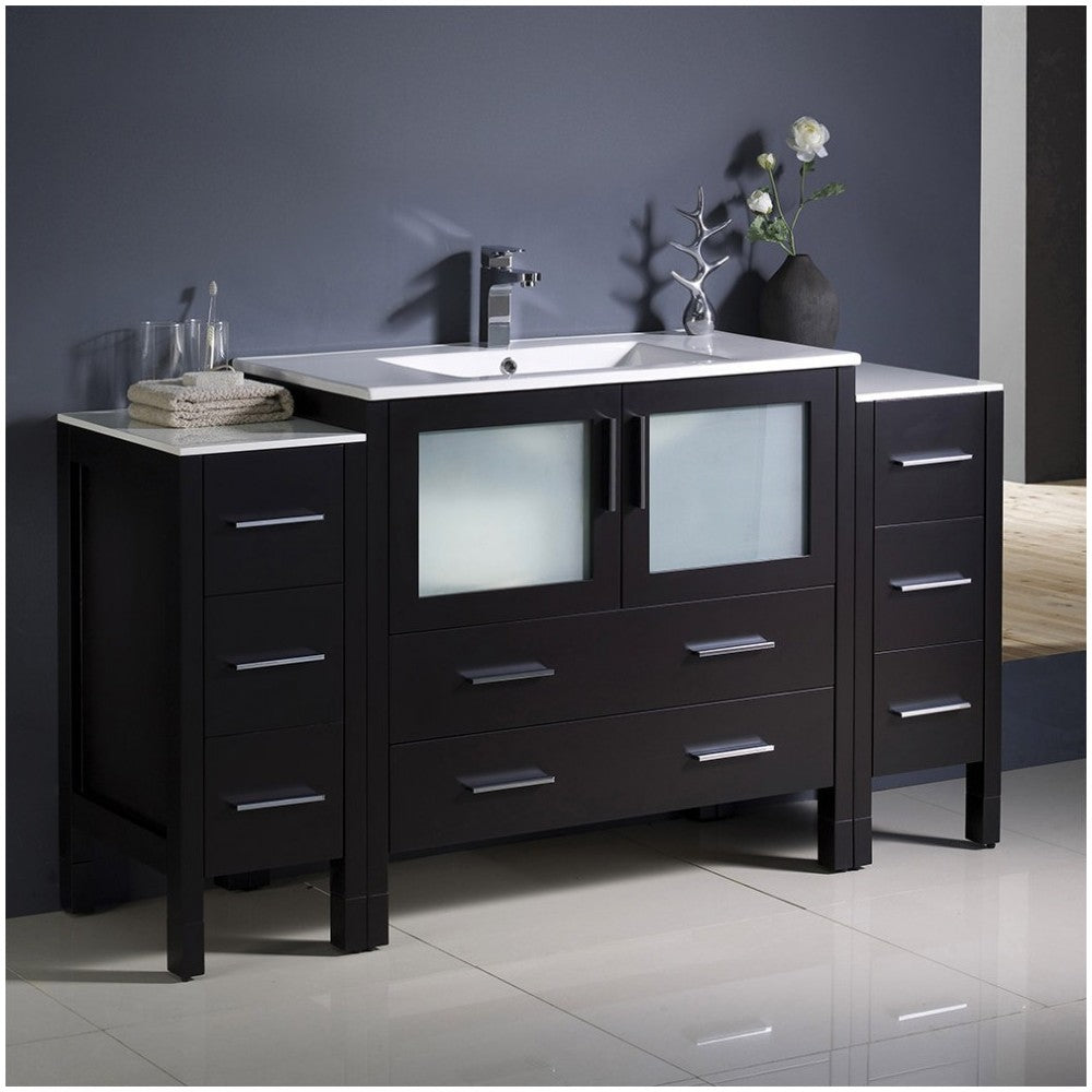 Fresca Torino 60" Espresso Modern Bathroom Cabinets w/ Integrated Sink