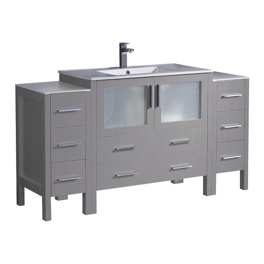 Fresca Torino 60" Gray Modern Bathroom Cabinets w/ Integrated Sink