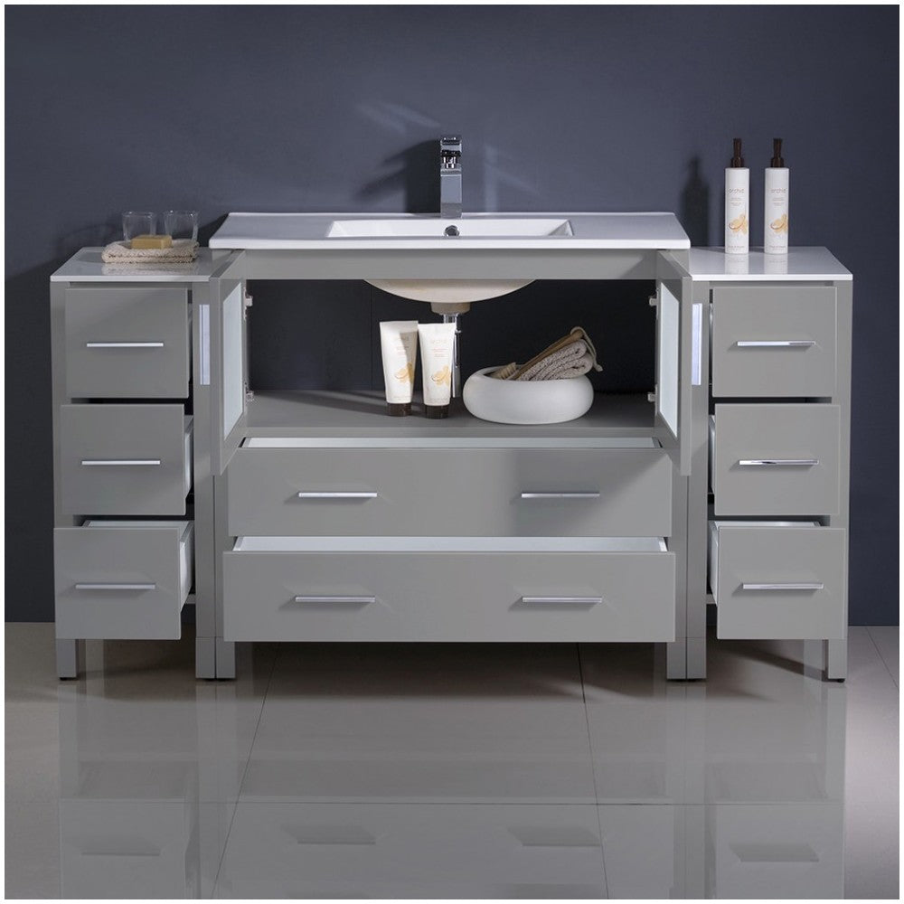 Fresca Torino 60" Gray Modern Bathroom Cabinets w/ Integrated Sink