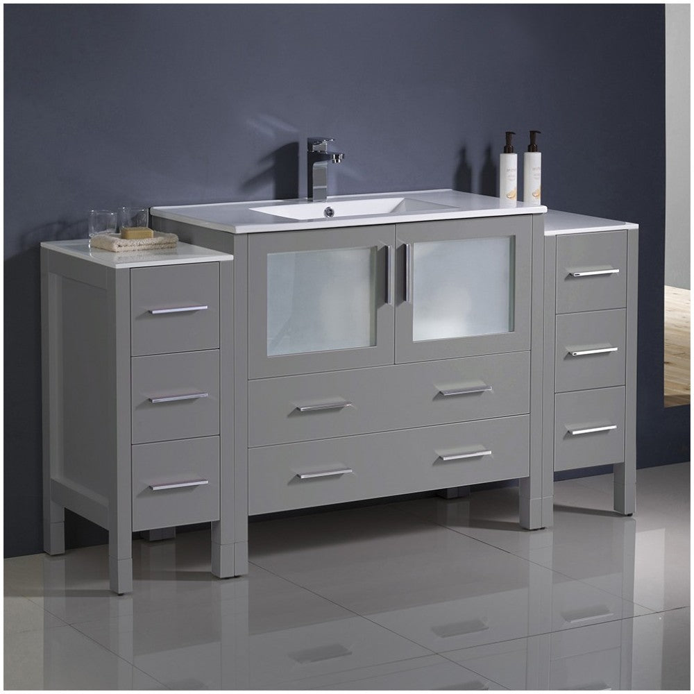 Fresca Torino 60" Gray Modern Bathroom Cabinets w/ Integrated Sink