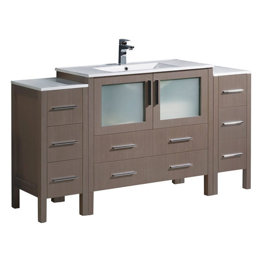 Fresca Torino 60" Gray Oak Modern Bathroom Cabinets w/ Integrated Sink