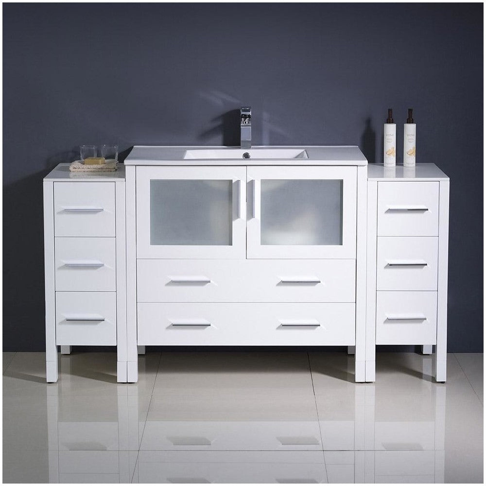 Fresca Torino 60" White Modern Bathroom Cabinets w/ Integrated Sink