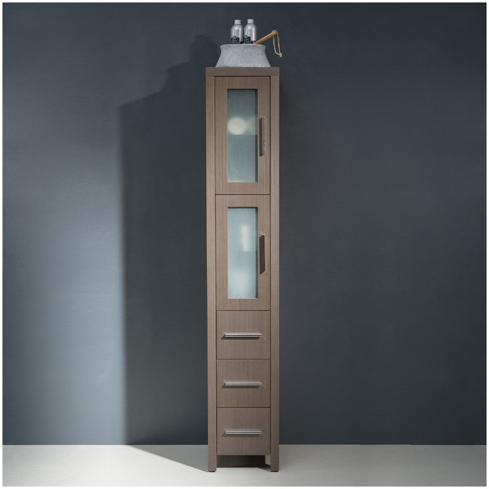 Fresca Torino Gray Oak Tall Bathroom Linen Side Cabinet