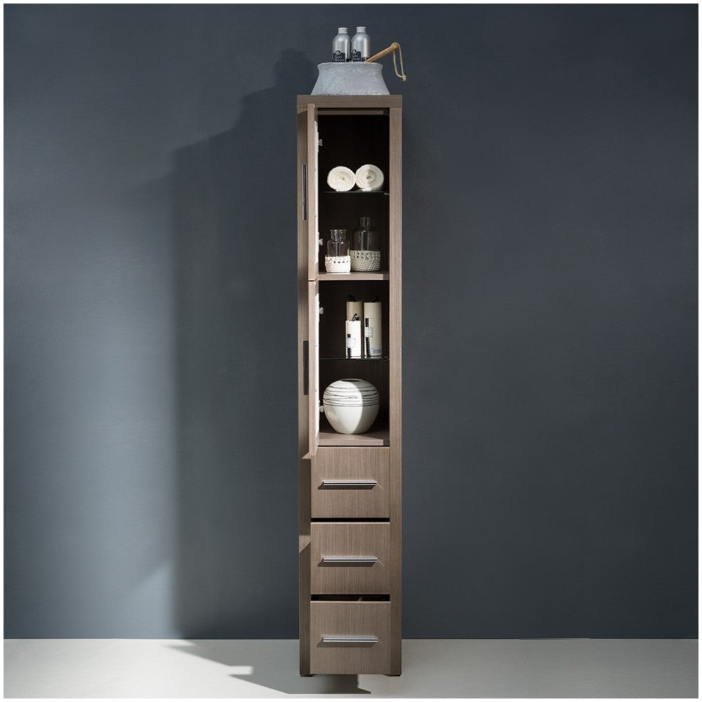 Fresca Torino Gray Oak Tall Bathroom Linen Side Cabinet