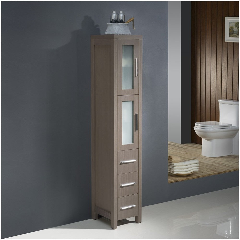 Fresca Torino Gray Oak Tall Bathroom Linen Side Cabinet