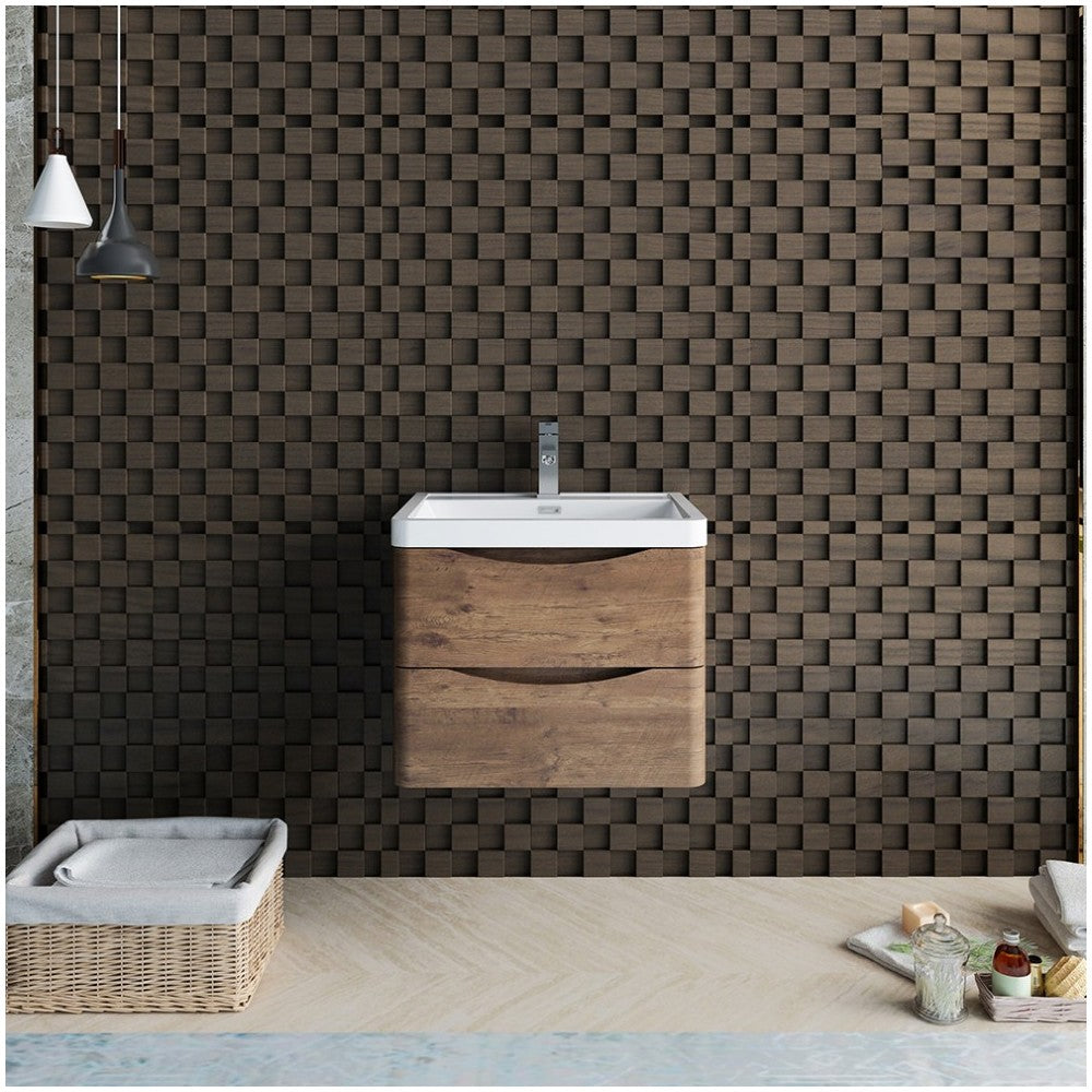 Fresca Tuscany 24" Rosewood Wall Hung Modern Bathroom Cabinet w/ Integrated Sink