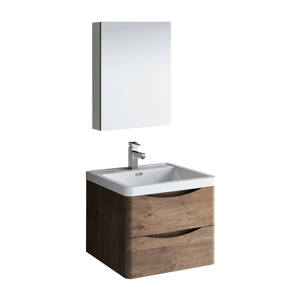 Fresca Tuscany 24" Rosewood Wall Hung Modern Bathroom Vanity w/ Medicine Cabinet