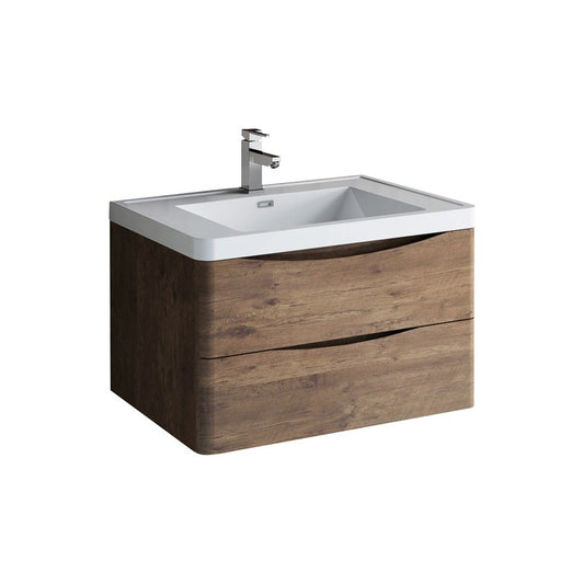 Fresca Tuscany 32" Rosewood Wall Hung Modern Bathroom Cabinet w/ Integrated Sink