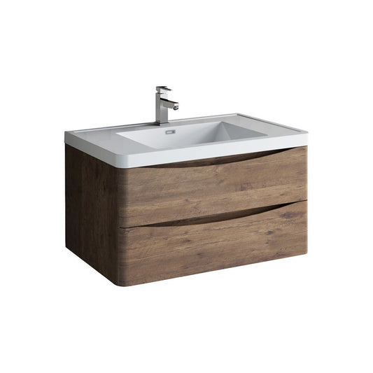 Fresca Tuscany 36" Rosewood Wall Hung Modern Bathroom Cabinet w/ Integrated Sink