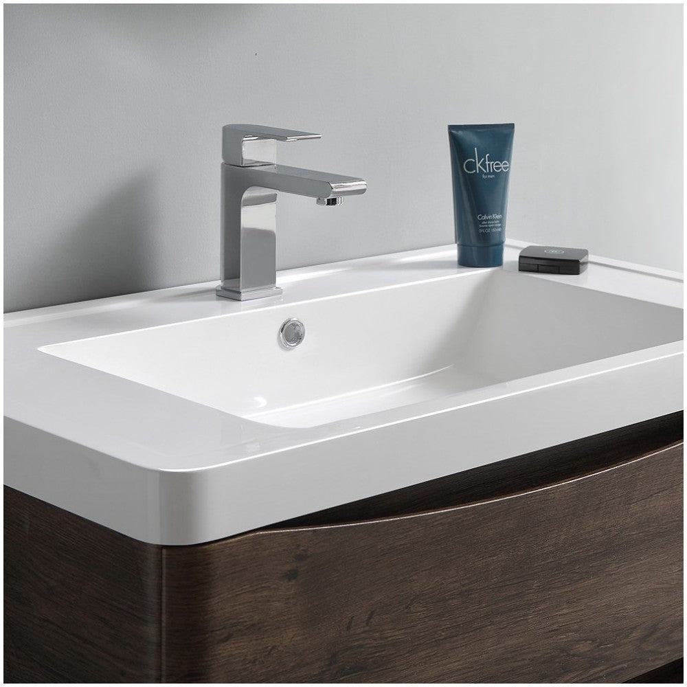 Fresca Tuscany 36" Rosewood Wall Hung Modern Bathroom Cabinet w/ Integrated Sink