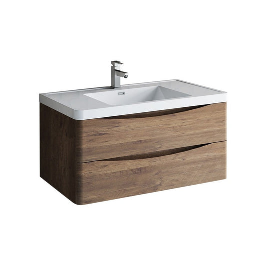 Fresca Tuscany 40" Rosewood Wall Hung Modern Bathroom Cabinet w/ Integrated Sink