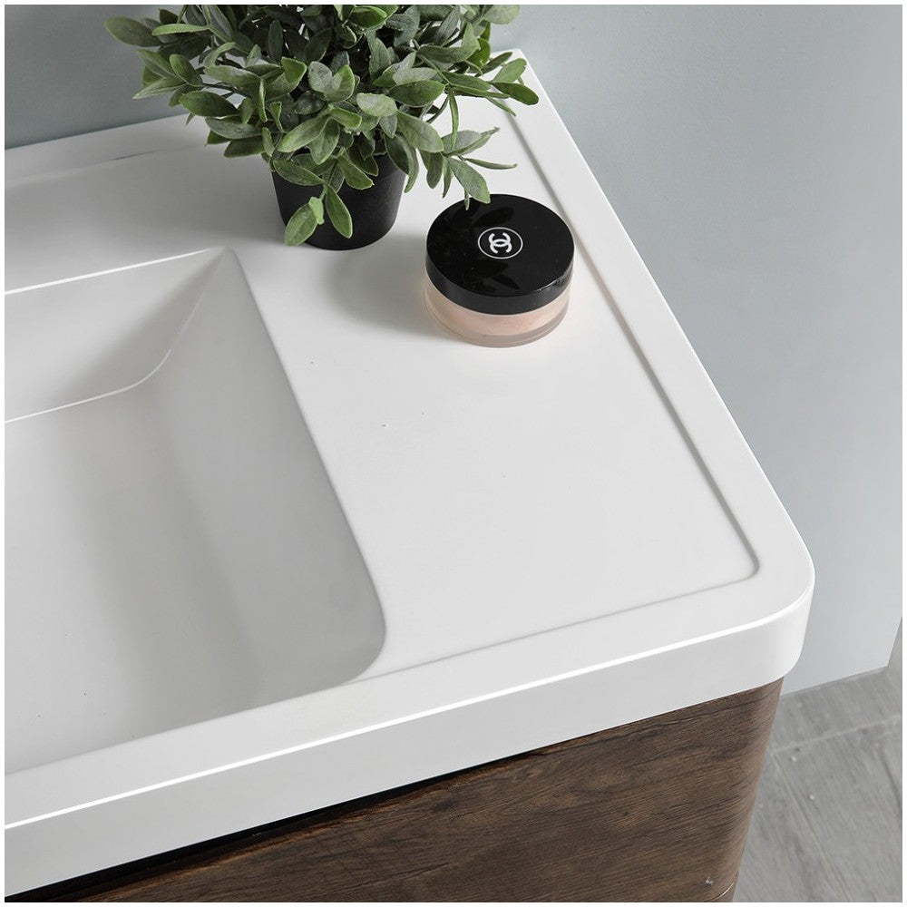 Fresca Tuscany 40" Rosewood Wall Hung Modern Bathroom Cabinet w/ Integrated Sink