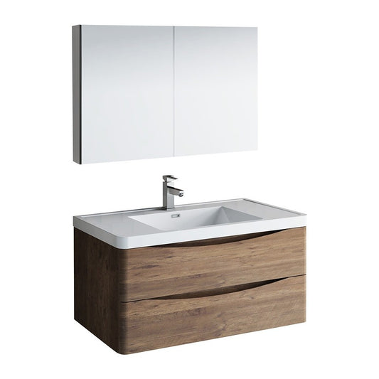 Fresca Tuscany 40" Rosewood Wall Hung Modern Bathroom Vanity w/ Medicine Cabinet