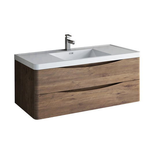 Fresca Tuscany 48" Rosewood Wall Hung Modern Bathroom Cabinet w/ Integrated Sink