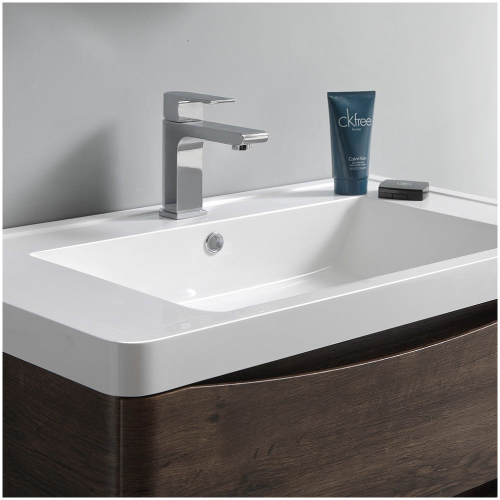 Fresca Tuscany 48" Rosewood Wall Hung Modern Bathroom Cabinet w/ Integrated Sink