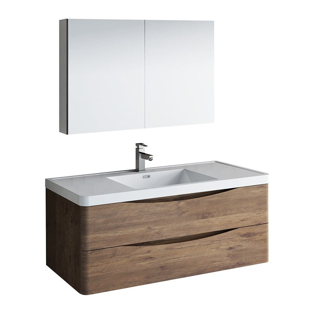 Fresca Tuscany 48" Rosewood Wall Hung Modern Bathroom Vanity w/ Medicine Cabinet