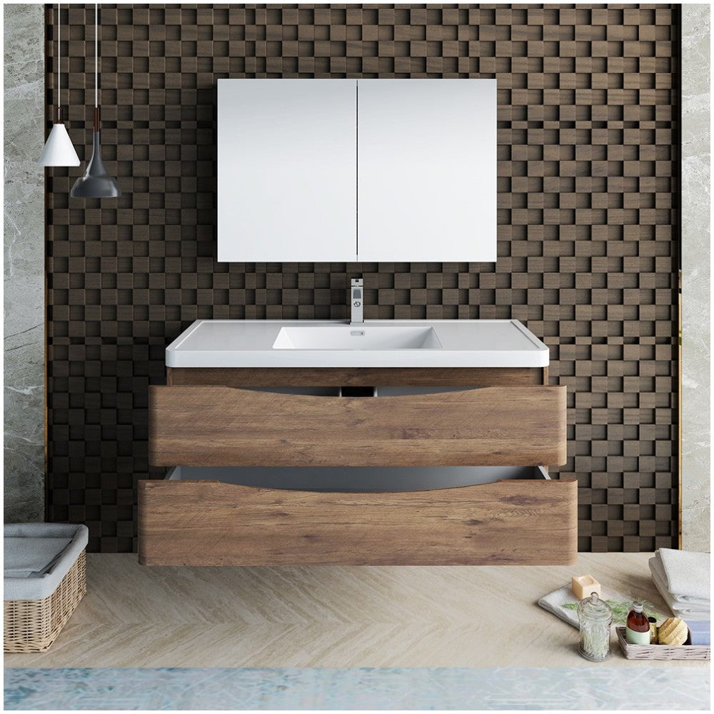 Fresca Tuscany 48" Rosewood Wall Hung Modern Bathroom Vanity w/ Medicine Cabinet