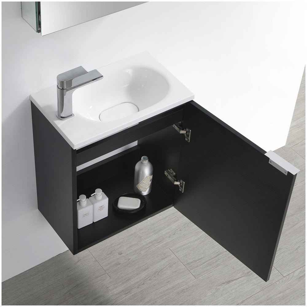 Fresca Valencia 20" Black Wall Hung Modern Bathroom Vanity w/ Medicine Cabinet